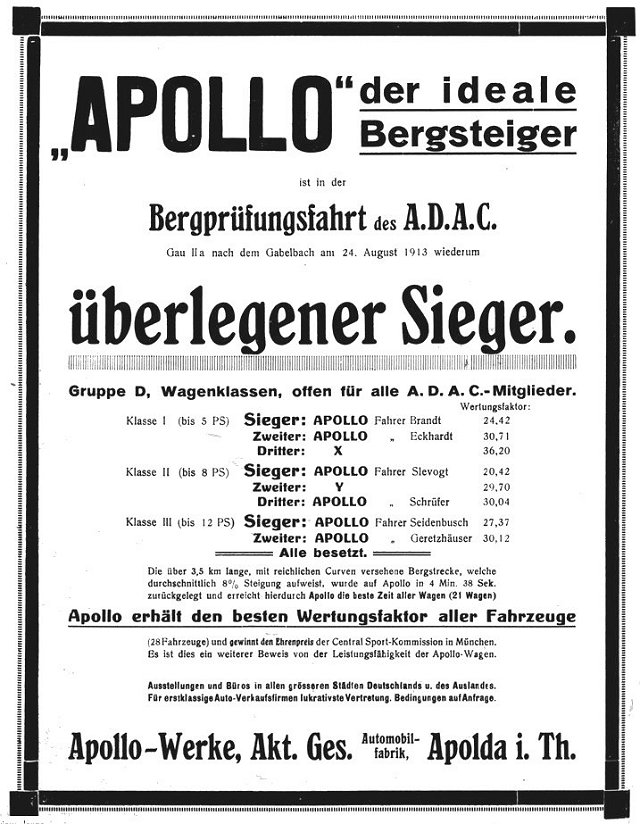 Apollo - der ideale Bergsteiger - überlegener Sieger 1913