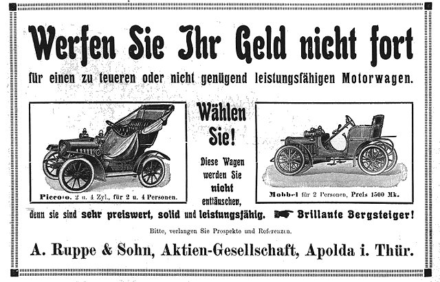 Piccolo-Werbung 1909